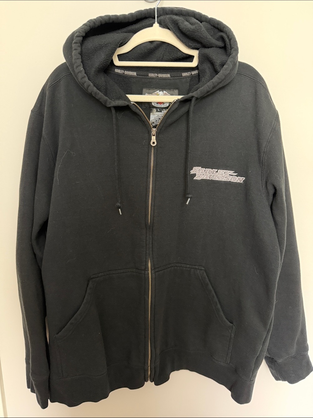 Harley-Davidson Black Full-Zip Hooded Sweatshirt with Logo -large